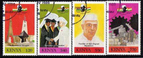 KENYA 1989 "BIRTH CENT J. NEHRU" SET OF 4 VFU. SG 511-14. CAT 12,50 POUNDS.