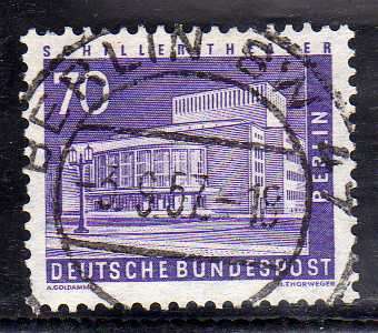 GERMANY BERLIN 1956 DEFIN 70PF VFU. SG B145. CAT 17 POUNDS.
