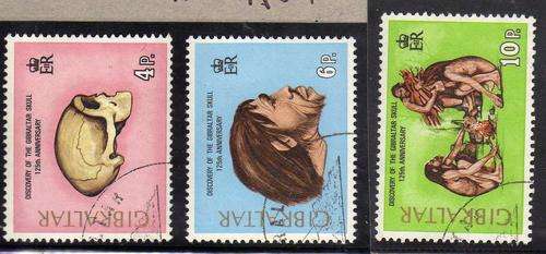 GIBRALTAR 1973 "SKULL DISCOVERY ANNIV" SET OF 3 VFU. SG 310-12. CAT 4,35 POUNDS.