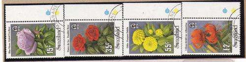SWAZILAND 1987 "GARDEN FLOWERS" SET OF 4 VFU. SG 533-6. CAT 14,50 POUNDS.