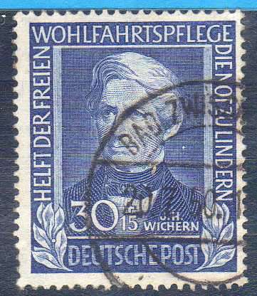 GERMANY 1949 REFUGEES RELIEF FUND 30 +15pf  VFU. SG 1042. CV 120 POUNDS