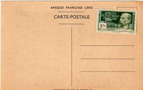 French Equatorial Africa 1942 Postcard "Du Gaulle in Brazaville"