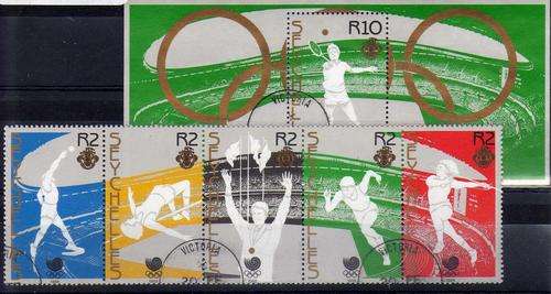 SEYCHELLES 1988 "OLYMPIC GAMES SEOUL" SET OF 5 PLUS MINI SHEET VFU. CAT 14,50 POUNDS.