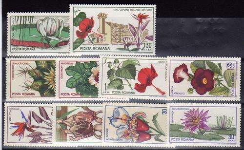 ROMANIA 1965 "FLOWERS" SET OF 10 UMM. SG 3314-23. CAT 10 POUNDS.
