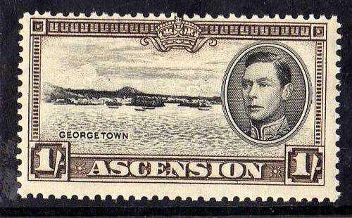 ASCENSION 1938 1/- PERF 13,5 UMM. SG 44. CV 19 POUNDS.