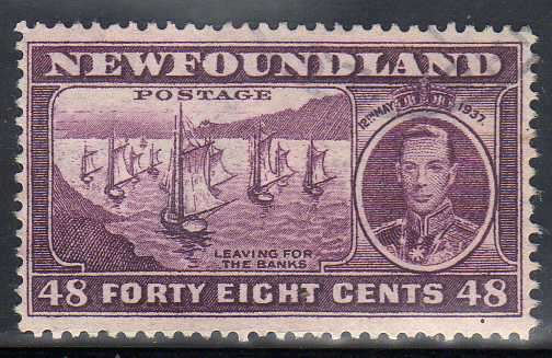NEWFOUNDLAND 1937 CORONATION 48c PERF 14 VFU. SG 267. CAT 6,50 POUNDS.