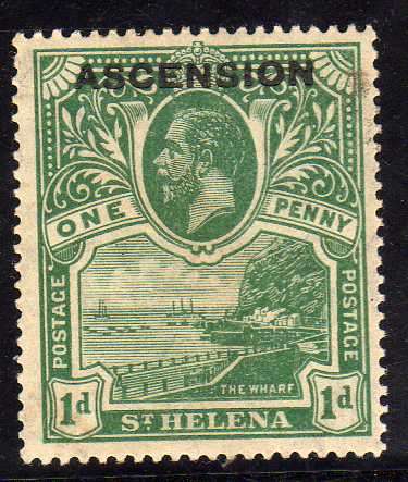 ASCENSION 1922 DEFIN 1d GREEN LMM. SG 2. CAT 6,50 POUNDS.