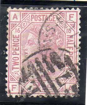 GREAT BRITAIN 1873-80 21/2d ROSY MAUVE PLATE 16 VFU. SG 141. CV 80 POUNDS. (2018)