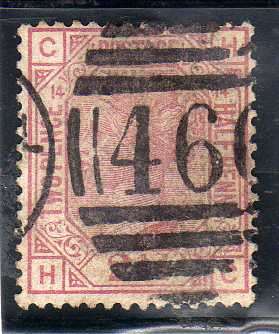 GREAT BRITAIN 1873-80 2,5d ROSY MAUVE PLATE 14 FINE USED (NICE CANCEL). SG 141. CV 80 POUNDS.