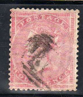 GREAT BRITAIN 1855-57 4d ROSE FINE USED W/MARK LARGE GARTER. SG 66. CAT 110 POUNDS.