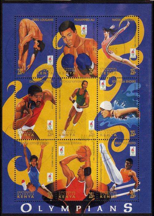 KENYA 1996 "ATLANTA OLYMPIC GAMES" SHEET LET OF 9 V.F.U. SG 676-685. CAT 12,60 POUNDS.