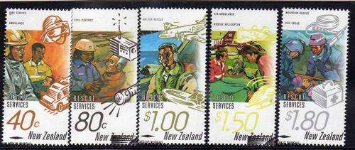 NEW ZEALAND 1996 "RESCUE SERVICES" SET OF 5 VFU. SG 1979-83. CAT 7,40 POUNDS.