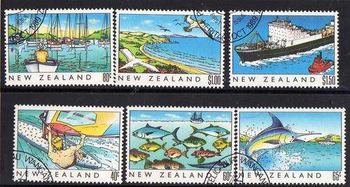 NEW ZEALAND 1989 "N.Z. HERITAGE - THE SEA" SET OF 6 VFU. SG 1524-29. CAT 6 POUNDS.