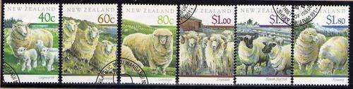 NEW ZEALAND 1991 "SHEEP" SET OF 6 VFU. SG 1579-84. CAT 7,25 POUNDS.