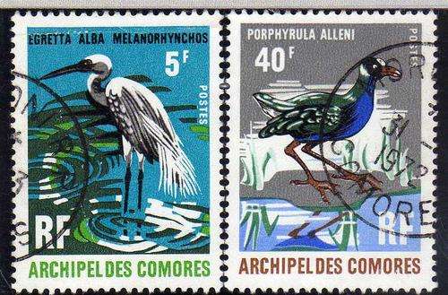COMORES 1971 "BIRDS" 5F & 40F VFU. SG 94 + 99. CAT 13,25 POUNDS.