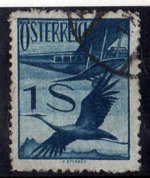 AUSTRIA 1925 AIR 1 S BLUE FINE USED. SG 631. CAT 14 POUNDS.