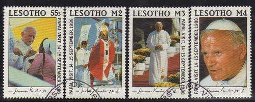 LESOTHO 1988 "VISIT OF JOHN PAUL II" SET OF 4 VFU. SG 819-22. CAT 6 POUNDS.