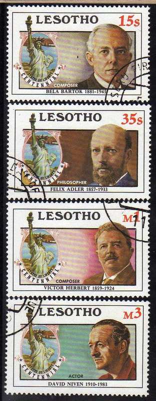 LESOTHO 1986 "CENTENARY OF STATUE OF LIBERTY USA" SET OF 4 VFU. SG 705-8. CAT 6,25 POUNDS.