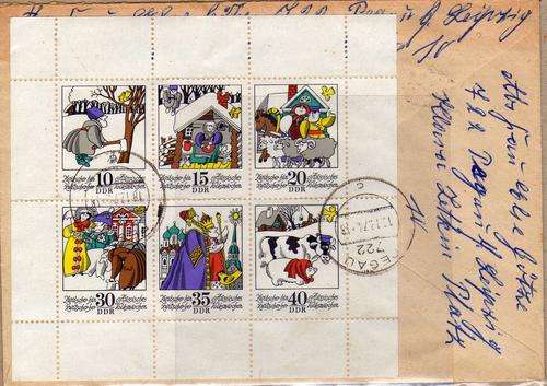 GERMANY (D.D.R.) 1974 "FAIRY TALES" MINI SHEET ON COVER VFU. MICHEL 1995-2000. CAT EU 9.