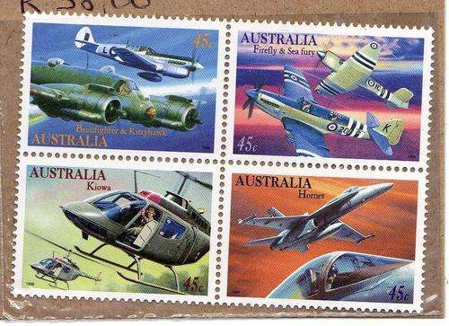 AUSTRALIA 1996 "MILITARY AVIATION" BLOCK OF 4 U.M.M. SG 1578-81. CAT 8 POUNDS.