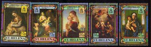 ST HELENA 1991 "CHRISTMAS PAINTINGS" SET OF 5 U.M.M. SG 593-7. CAT 7 POUNDS.