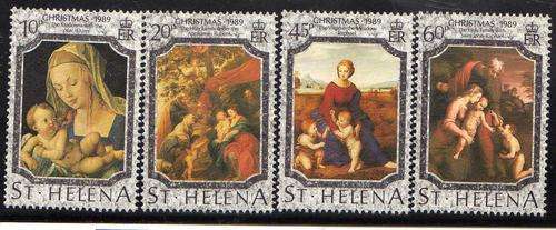 ST HELENA 1989 "CHRISTMAS PAINTINGS" SET OF 4 U.M.M. SG 549-52. CAT 5,95 POUNDS.