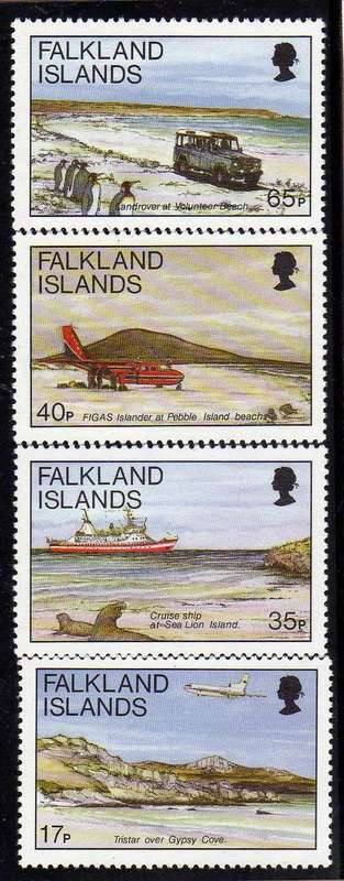 FALKLAND ISLANDS 1994 "BEACHES" SET OF 4 U.M.M. SG 719-22. CAT 6,75 POUNDS.