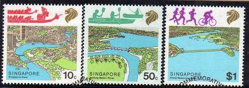 SINGAPORE 1987 "RIVER CONSERVATION" SET OF 3 VFU. SG 558-60. CAT 5,60 POUNDS.
