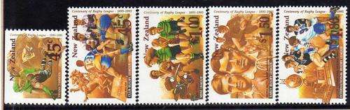 NEW ZEALAND 1995 "CENTENARY OF RUGBY LEAGUE" SET OF 5 UMM. SG 1888-92. CAT 6,50 POUNDS.
