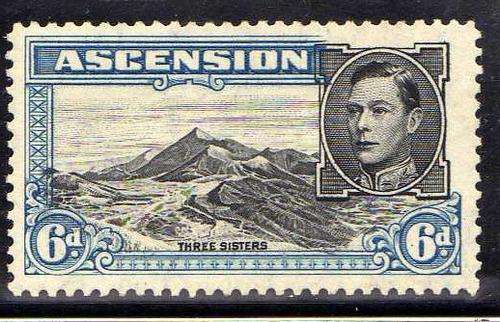 ASCENSION 1938 DEFINITIVE 6d PERF 13 FINE MOUNTED MINT. SG 43a CV 10 POUNDS.