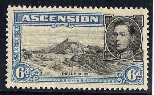 ASCENSION 1938 DEFINITIVE 6d PERF 13,5 LMM. SG 43. CV 10 POUNDS.