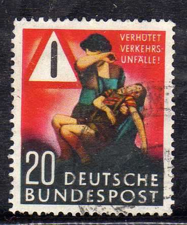 GERMANY (WEST) 1953 "ROAD SAFETY" 20PF VFU. SG 1088. CV 7 POUNDS (2013)