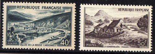 FRANCE 1949 "VIEWS" 40FR + 50FR FINE MOUNTED MINT. SG 1069 + 1070. CAT 27,75 POUNDS.