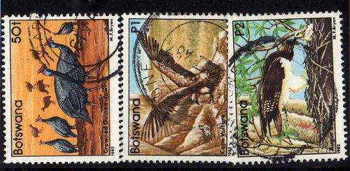 BOTSWANA 1982 BIRD DEFINITIVE 3 HIGH VALUES FINE-VERY FINE USED. SG 530-2. CAT 31 POUNDS.