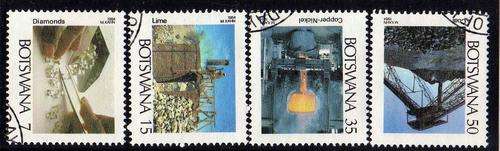 BOTSWANA 1984 MINING INDUSTRY SET OF 4 V.F.U. SG 554-7. CAT 12 POUNDS.