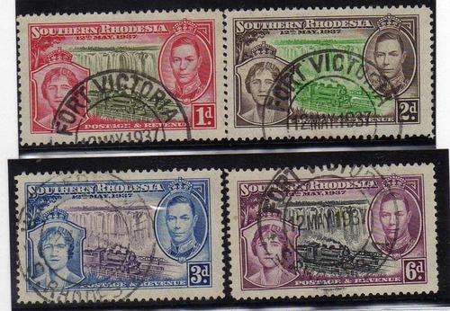 SOUTHERN RHODESIA 1937 CORONATION SET OF 4 V.F.U. SACC 38-41. CAT R250. (SACC 2015)