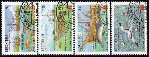 LESOTHO 1987 "500TH ANNIV DISCOVERY OF AMERICA" SET OF 4 VFU. SG 781-4. CAT 8 POUNDS.