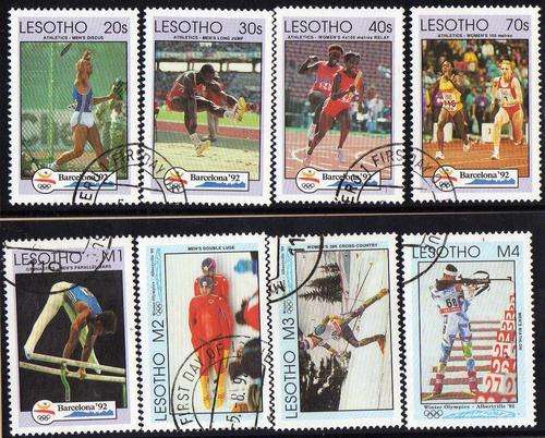 LESOTHO 1992 "OLYMPIC GAMES " SET OF 8 VFU. SG 1108-15. CAT 7,75 POUNDS.