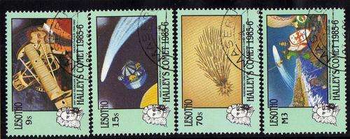 LESOTHO 1986 "HALLEY'S COMET" SET OF 4 VFU. SG 691-4. CAT 6,50 POUNDS.