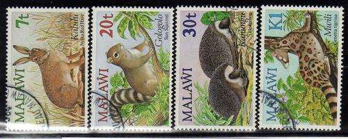 MALAWI 1984 "SMALL MAMMALS" SET OF 4 VERY FINE USED. SG 703-6. CAT 6,50 POUNDS.