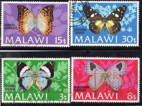 MALAWI 1973 "BUTTERFLIES" SET OF 4 VFU. SG 429-32. CAT 8 POUNDS.