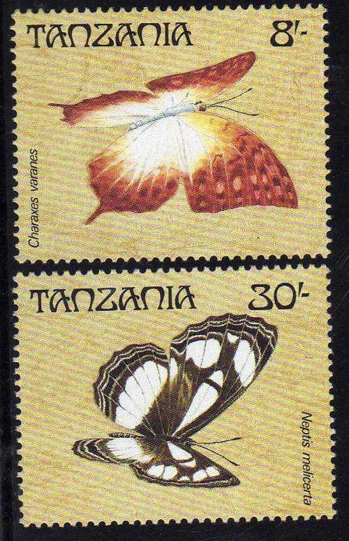 TANZANIA 1988 "BUTTERFLIES" PART SET OF 4 UMM. SG 597-8 + 602-3. CAT 6 POUNDS.