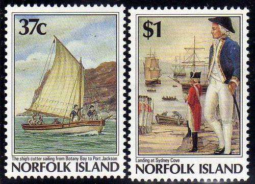 NORFOLK ISLAND 1988 "BICENT OF FIRST SETTLEMENT" SET OF 2 UMM. SG 436-47. CAT 7 POUNDS.