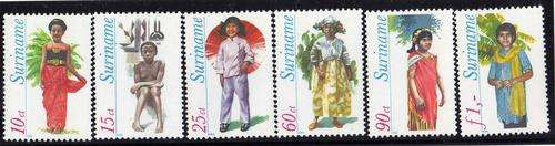 SURINAM 1980 "CHILDREN'S COSTUMES" SET OF 6 LMM. SG 982-7. CAT 6 POUNDS.