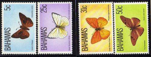 BAHAMAS 1983 "BUTTERFLIES" SET OF 4 U.M.M. SG 653-6. CAT 8,50 POUNDS.