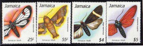 JAMAICA 1990 "MOTHS" SET OF 4 U.M.M. SG 758-61. CAT 7 POUNDS.