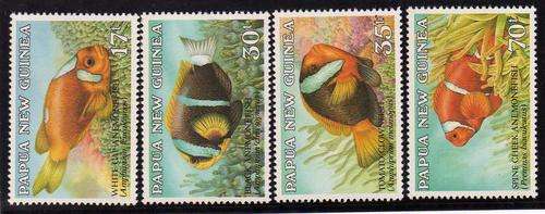 PAPUA NEW GUINEA 1987 "ANEMONE FISH" SET OF 4 UMM. SG 539-42. CAT 4,80 POUNDS.
