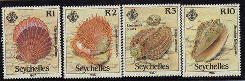 SEYCHELLES 1987 "SEA SHELLS" SET OF 4 UMM. SG 663-6. CAT 11 POUNDS.