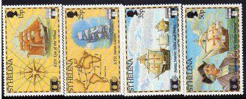 ST HELENA 1992 SHIPS "COLUMBUS RE-ENACTMENT" SET OF 4 U.M.M. SG 603-6. CAT 12 POUNDS.