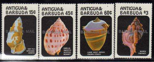 BARBUDA 1986 "SEA SHELLS O/P BARBUDA MAIL" SET OF 4 UMM. SG 895-8. CAT 16,75 GBP.